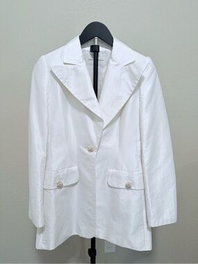 Banana Republic White Women's Blazer Jacket with Decorative Buttons, Vintage
